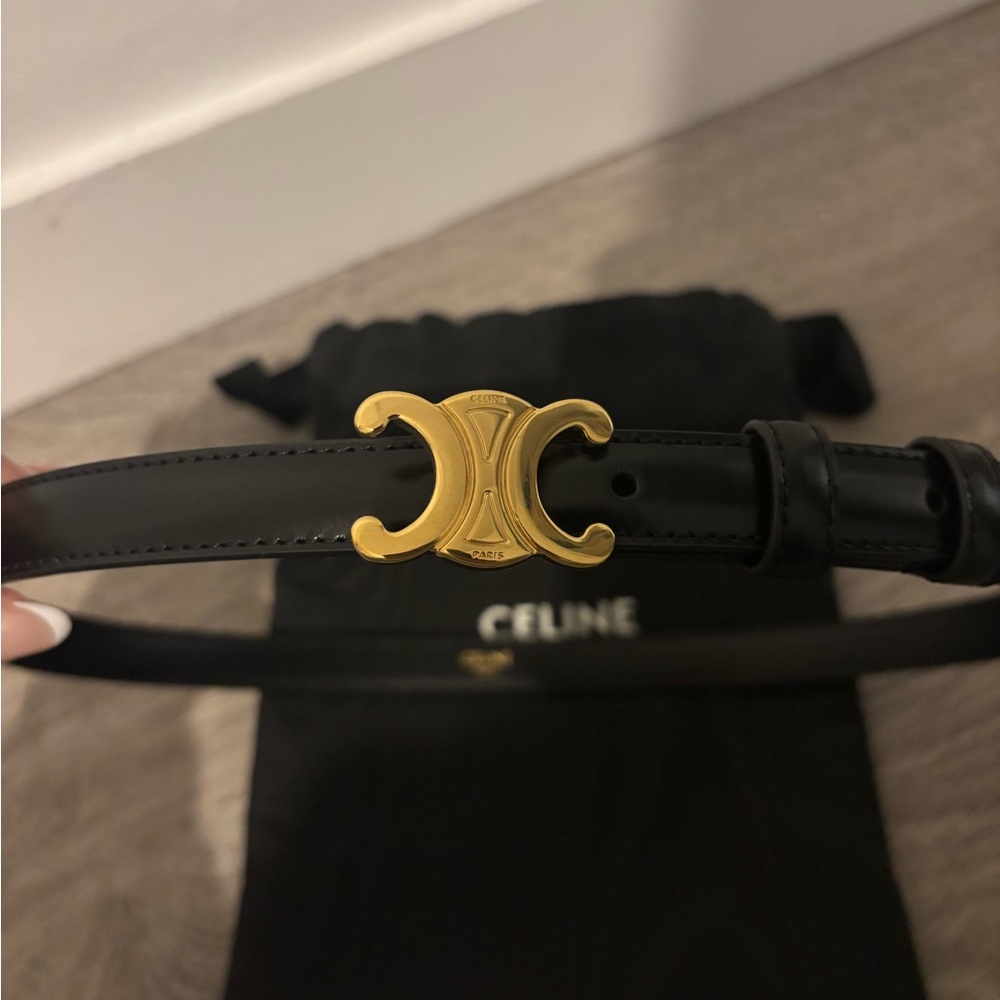 Celine Small  18MM TRIOMPHE BELT IN TAURILLON LEATHER